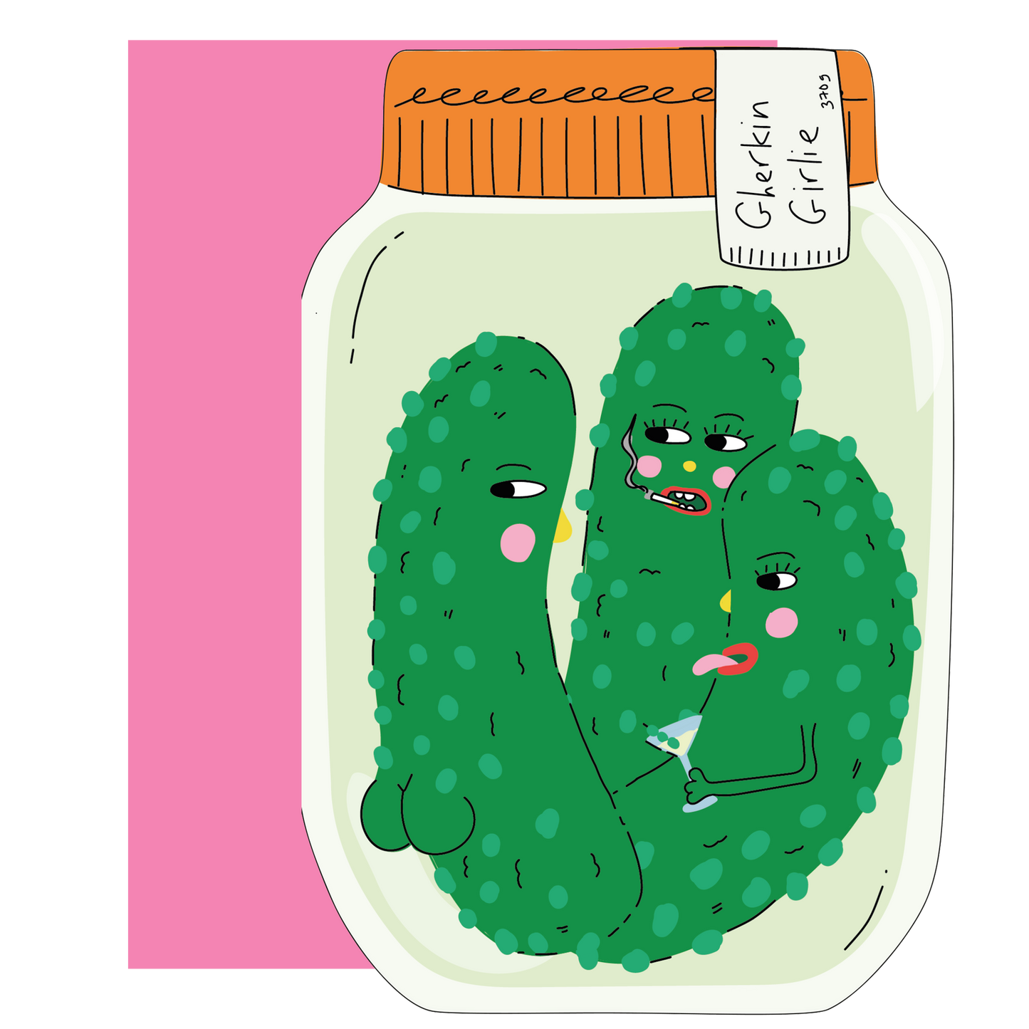 Gherkin Girlie Die Cut Greetings Card