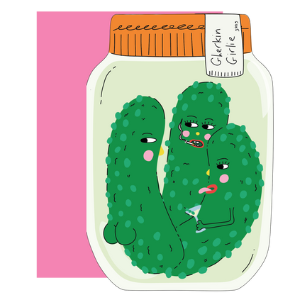 Gherkin Girlie Die Cut Greetings Card