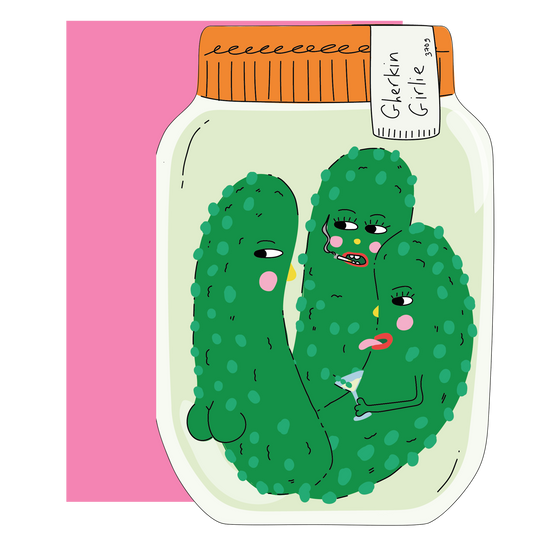 Gherkin Girlie Die Cut Greetings Card