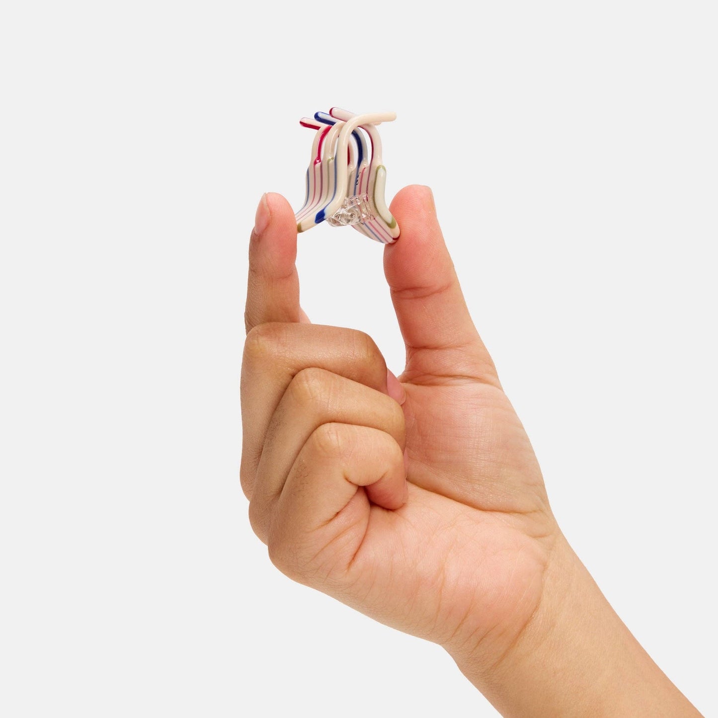 Mini Hair Claw in Vanilla Stripe