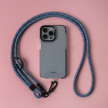 Crossbody Lanyard Phone Strap in Blue Stripe