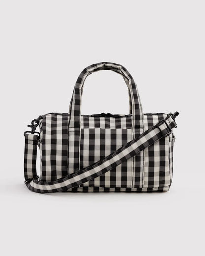Baggu Nylon Duffle Bag in Black & Cream Gingham