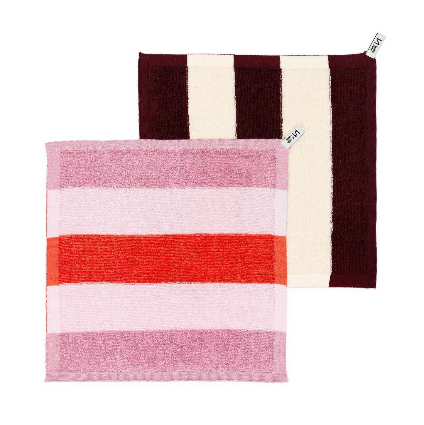 Terry Towelling Flannels in Pink/Burgundy Stripe