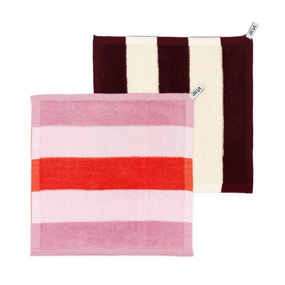 Terry Towelling Flannels in Pink/Burgundy Stripe