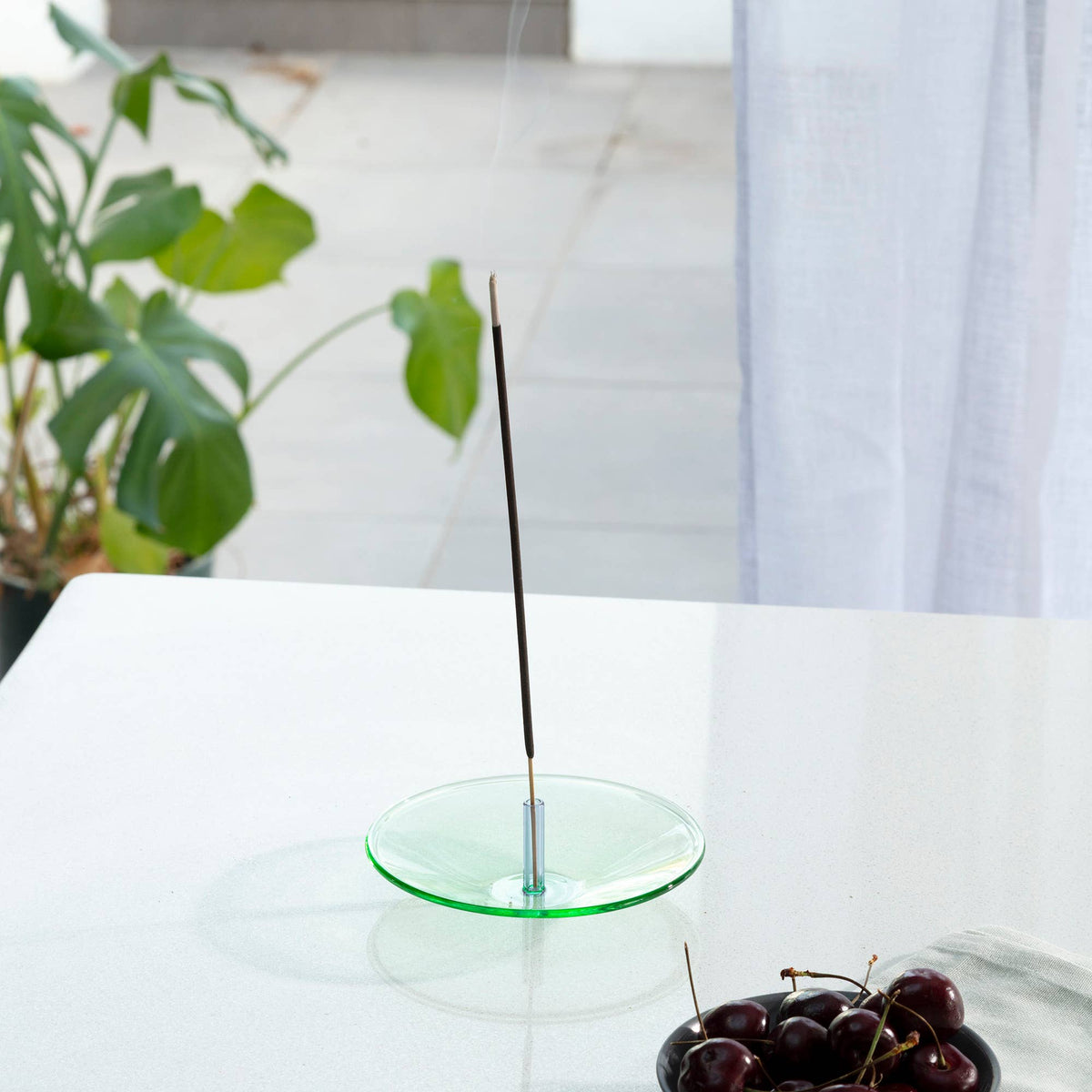 Float Glass Incense Holder in Mint & Violet