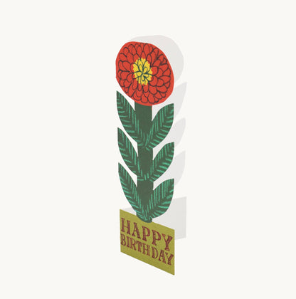 Tall Red Flower Birthday Card