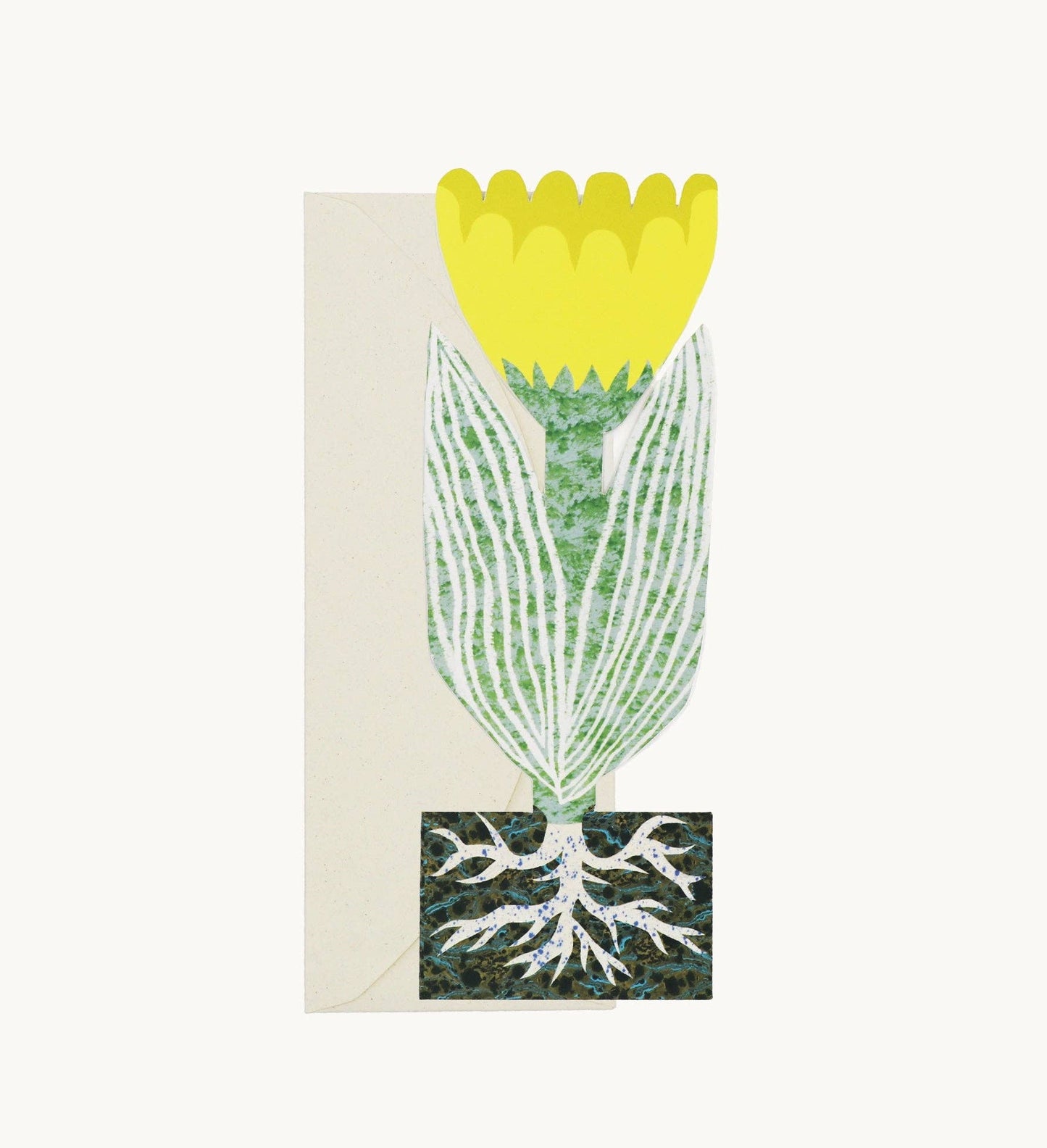 Yellow Rooty Flower Greetings Card