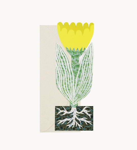 Yellow Rooty Flower Greetings Card