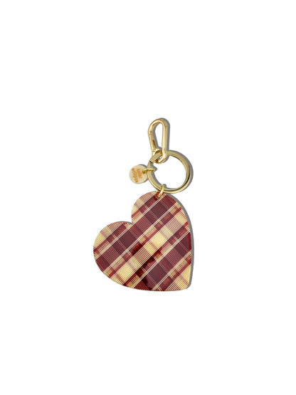 Red Plaid Heart Bag Charm & Keyring