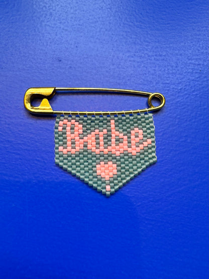 'Babe' Woven Bead Pin Brooch
