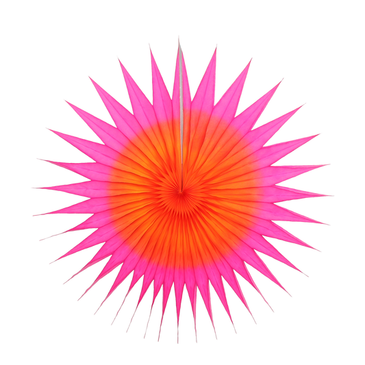 Two-Tone Paper Fan in Fuchsia & Tangerine