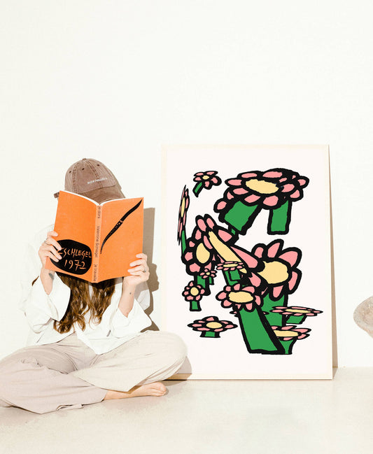 Pink Flowers A3 Art Print