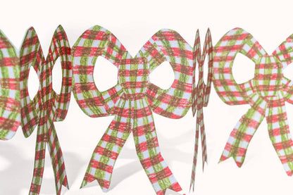 Pink Chequer Bow Concertina Christmas Card