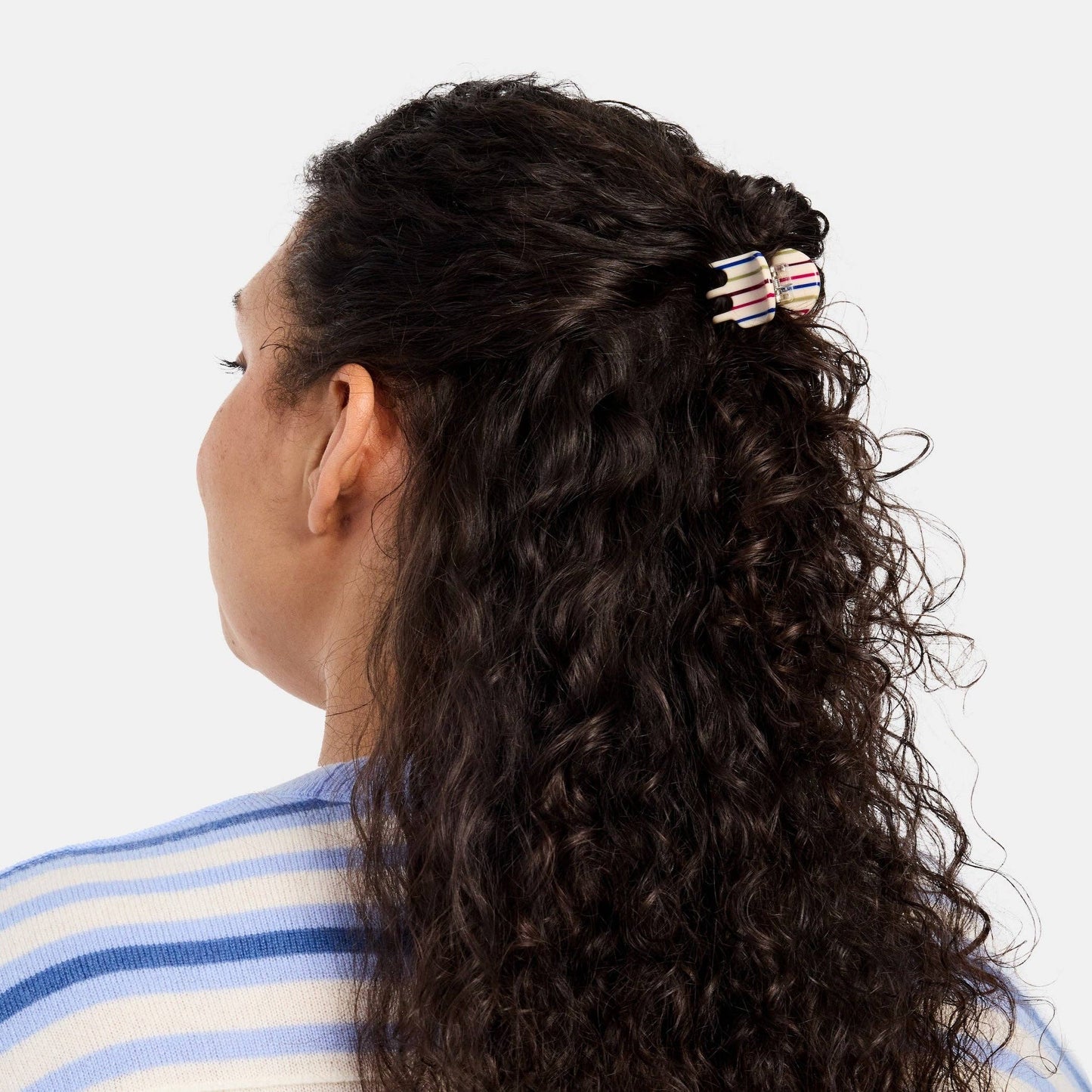 Mini Hair Claw in Vanilla Stripe