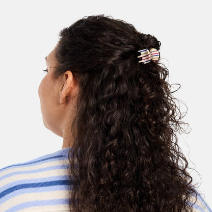 Mini Hair Claw in Vanilla Stripe