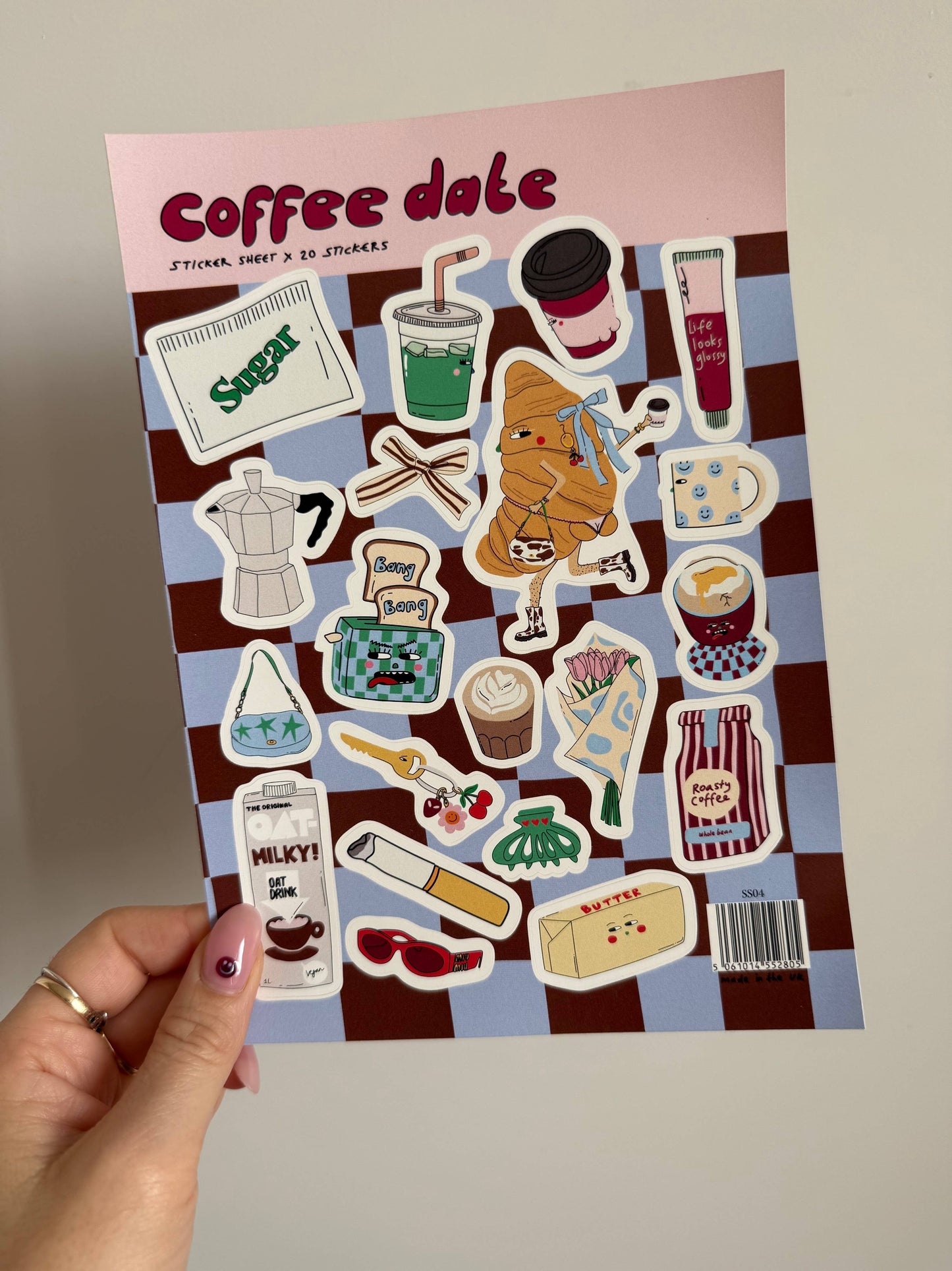 Coffee Date Design A5 Sticker Sheet