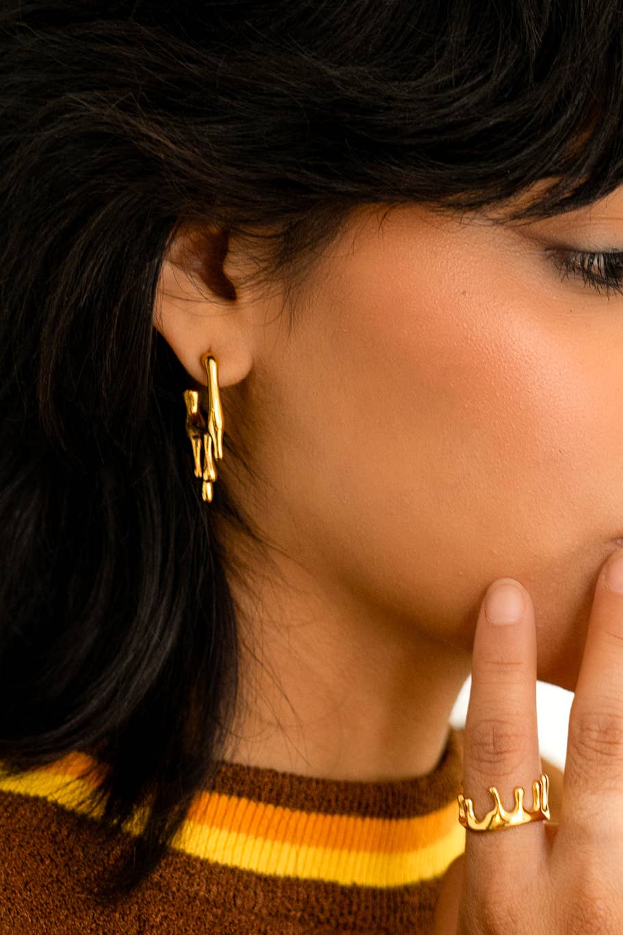 Drip Drop Hoops in Gold