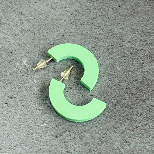 3D Printed Curve Stud Earrings in Mint Green