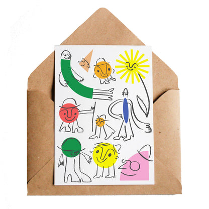 Shape Gang Blank Greetings Card