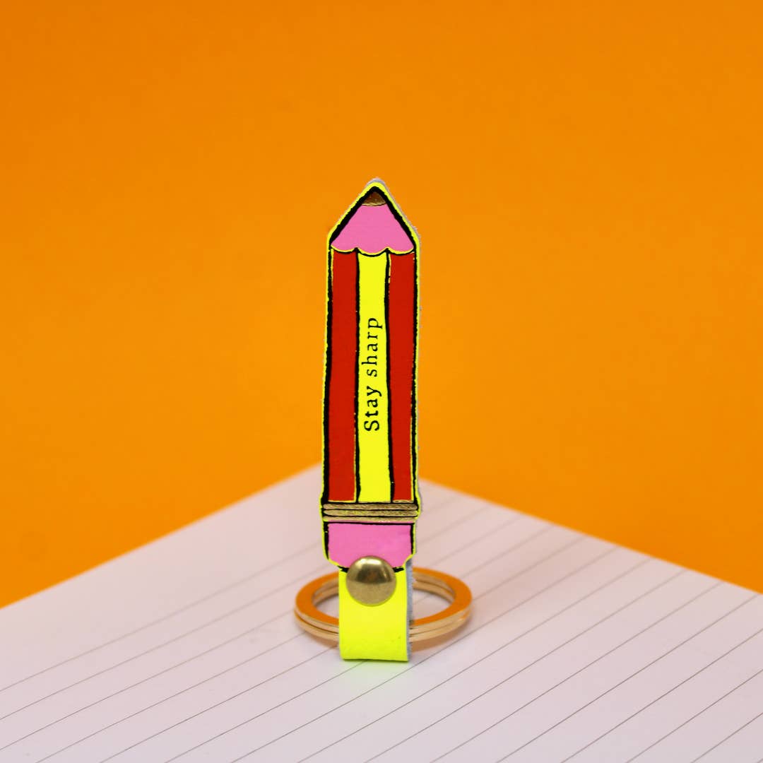 Stay Sharp Pencil Leather Keyring