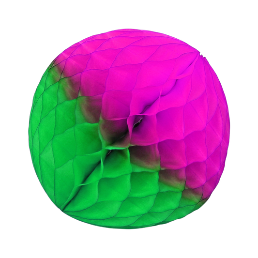 Two-Tone Paper Honeycomb Ball in Grass & Fuchsia