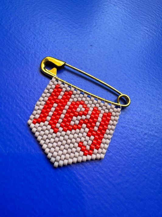 'Hey' Woven Bead Pin Brooch