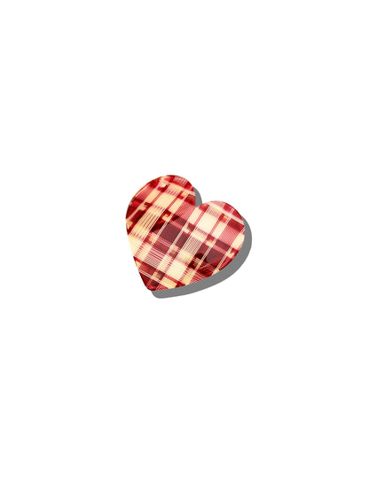 Red Plaid Heart Hair Claw Clip
