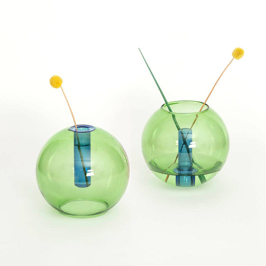 Duo Tone Medium Bubble Vase in Green & Blue