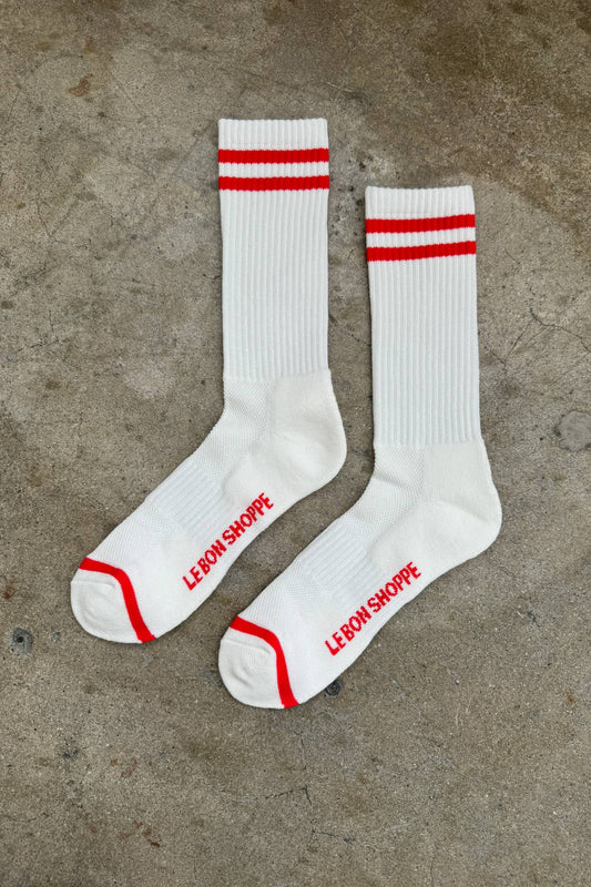 Extended Boyfriend Socks in Clean White
