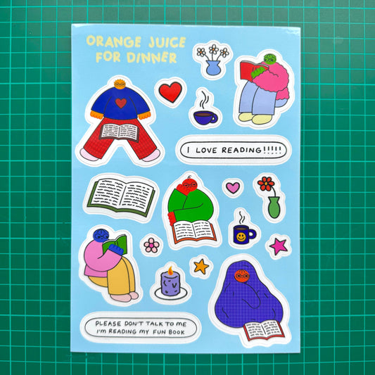 Bookworm A5 Sticker Sheet
