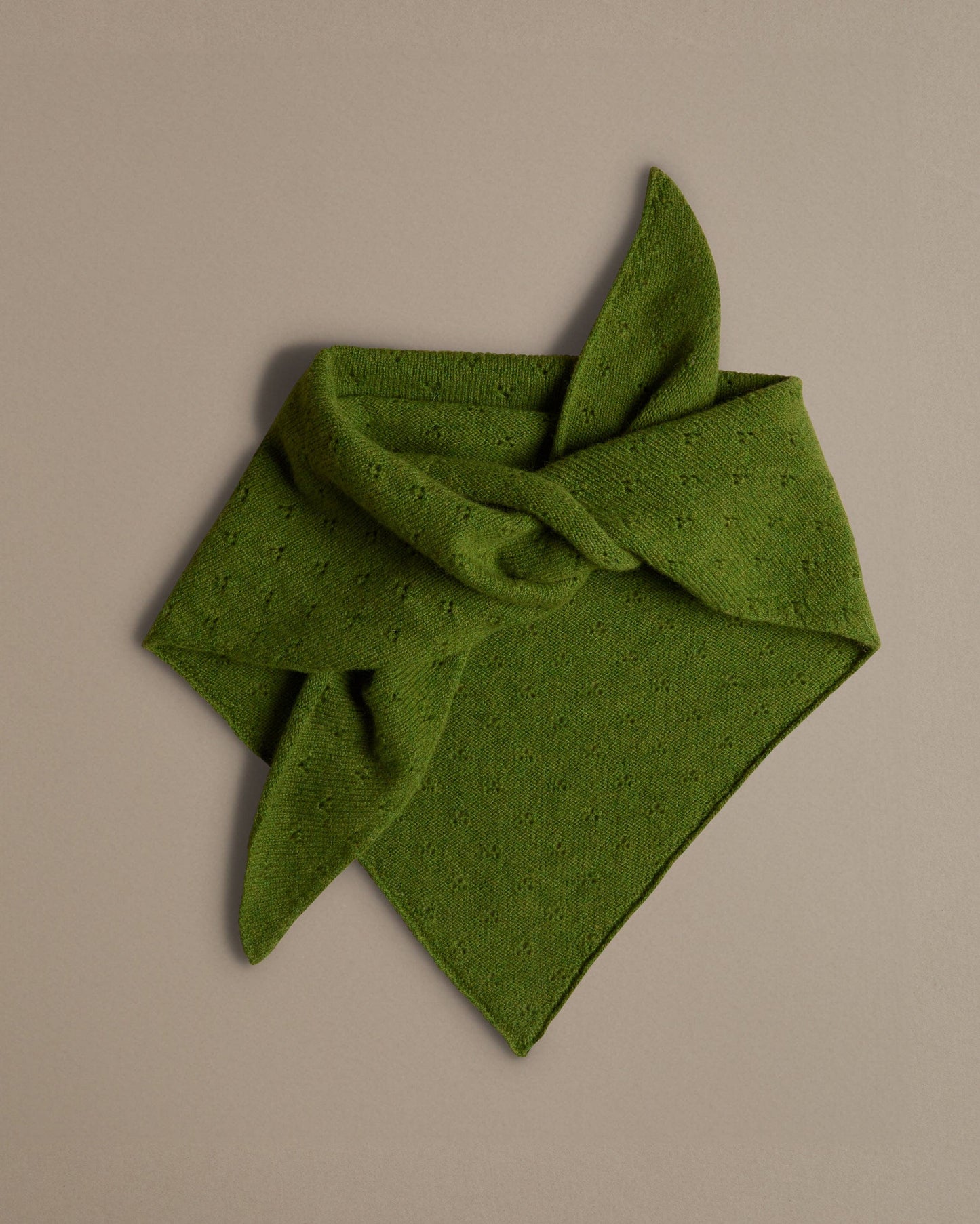 Pointelle Lambswool Neckerchief in Matcha