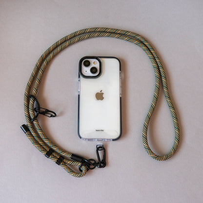 Crossbody Lanyard Phone Strap in Green & Yellow
