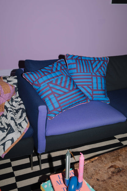 Quilted Cushion in Sidewinder Blueberry