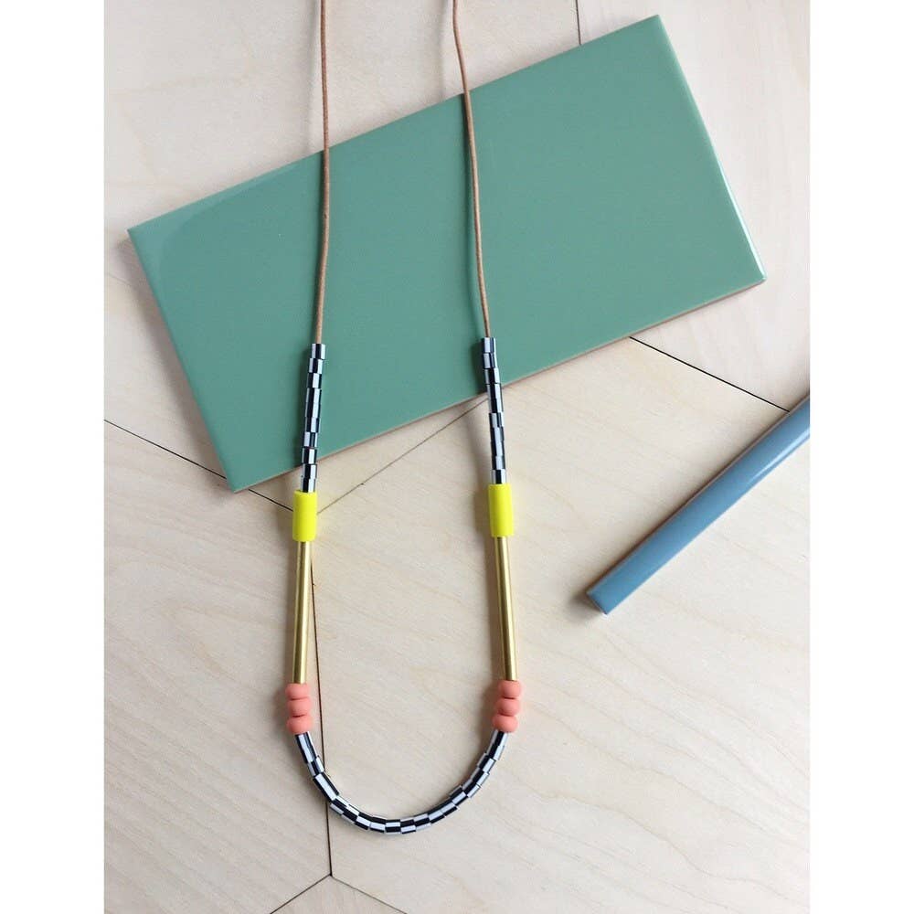 Memphis Necklace in Yellow & Salmon