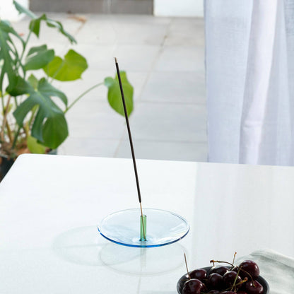 Float Glass Incense Holder in Sky & Fern