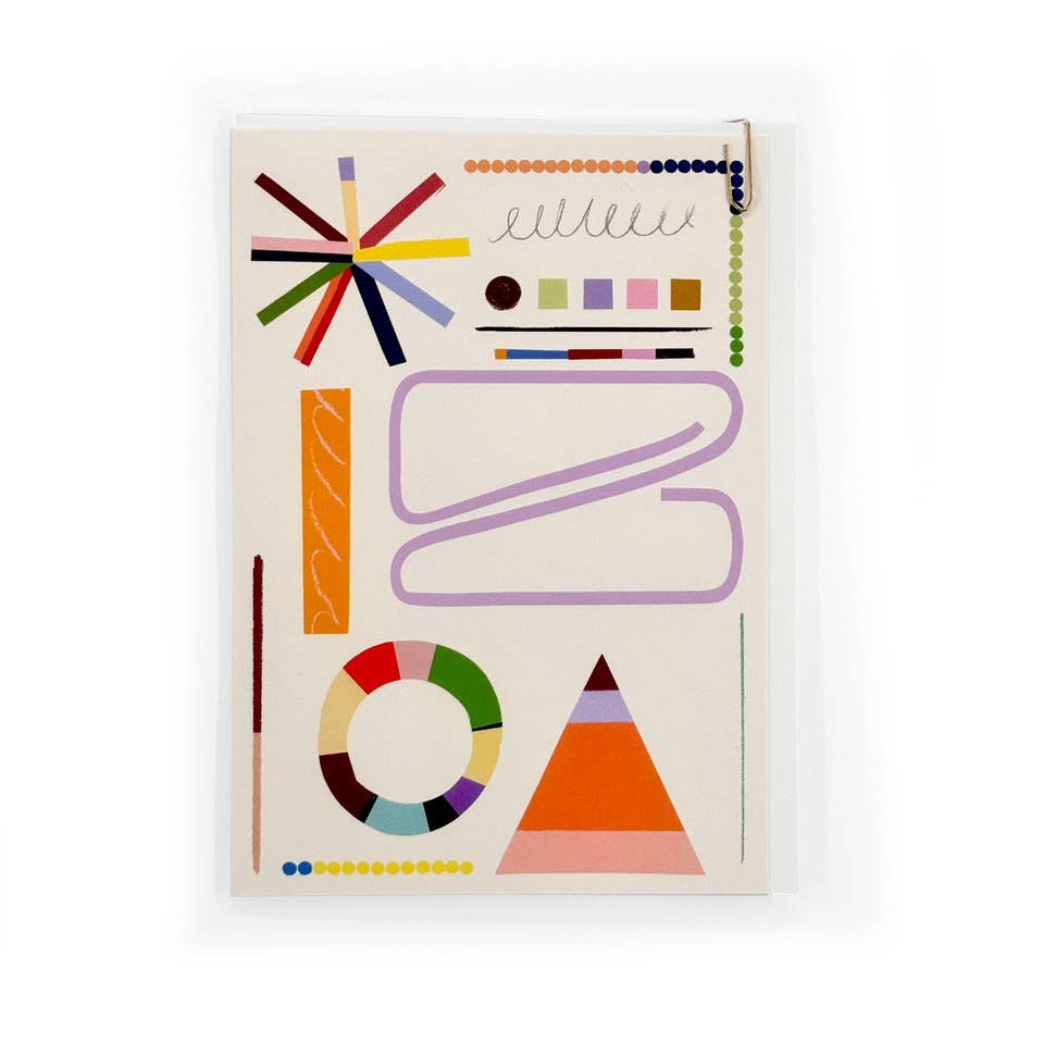 Colourful Abstract Pyramid Collage Greetings Card