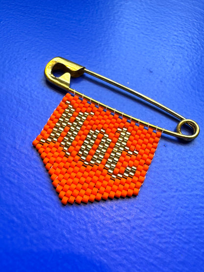 'Hot' Woven Bead Pin Brooch