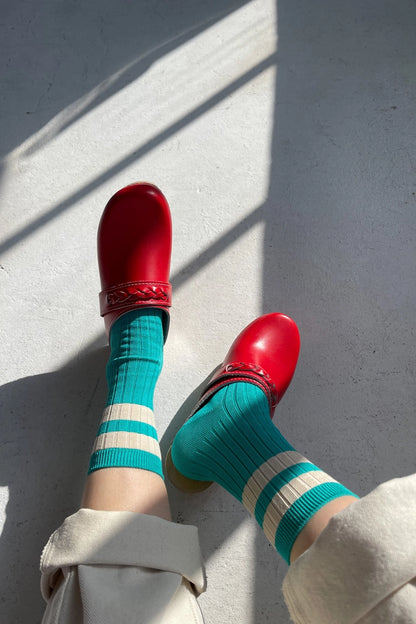 Her Socks Varsity in Jade