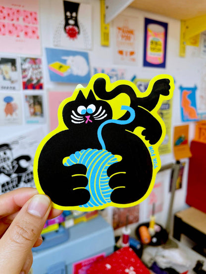 Cat Yarn Ball Eco Vinyl Sticker