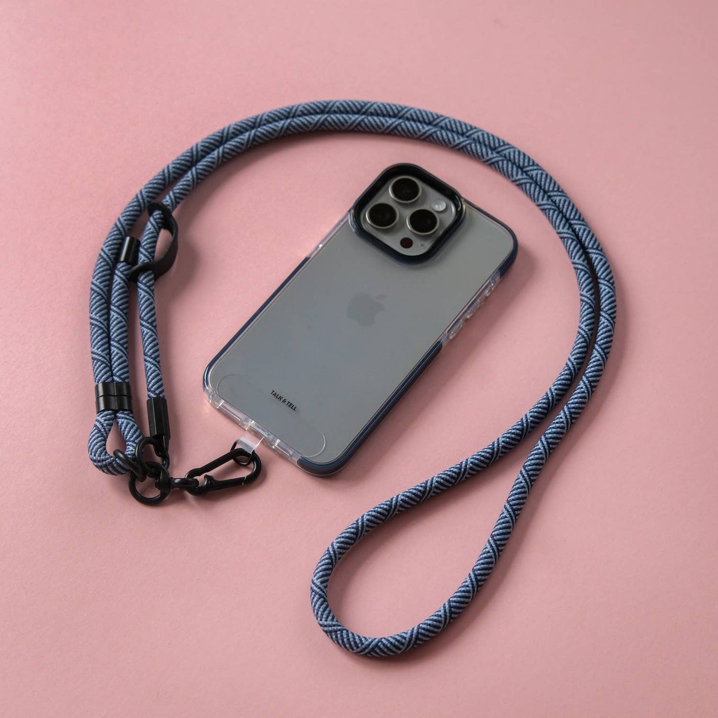 Crossbody Lanyard Phone Strap in Blue Stripe