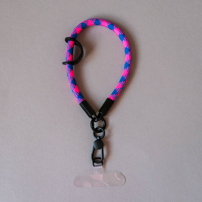 Wrist Phone Strap in Blue & Pink