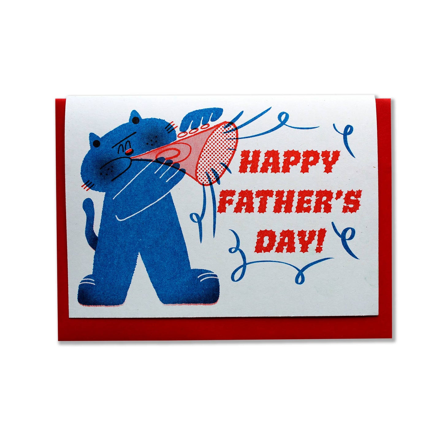Trumpeting Cat Father's Day Riso Print Card