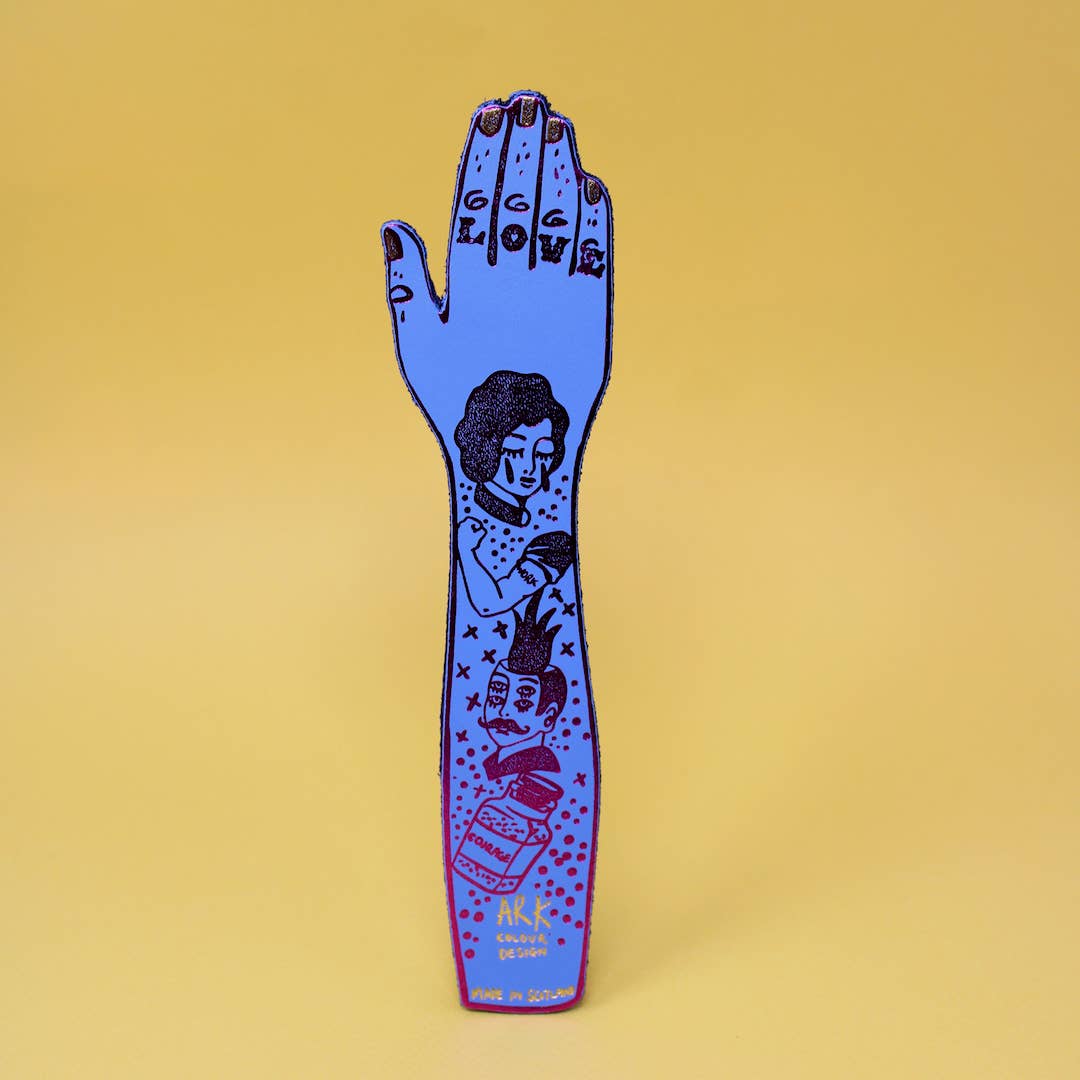 Tattooed Arm Leather Bookmark