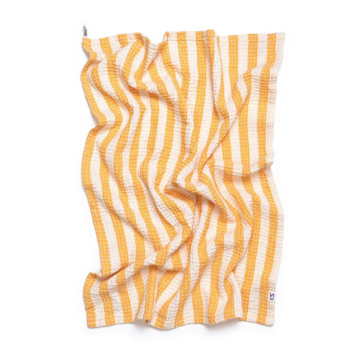 Cotton Waffle Tea Towels Pack of 2 in Green & Citrus Stripe
