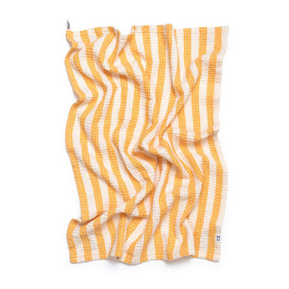 Cotton Waffle Tea Towels Pack of 2 in Green & Citrus Stripe