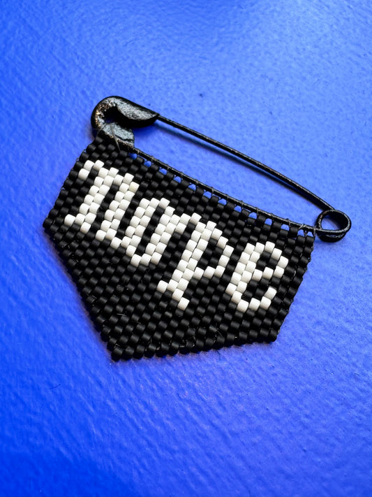 'Nope' Woven Bead Pin Brooch
