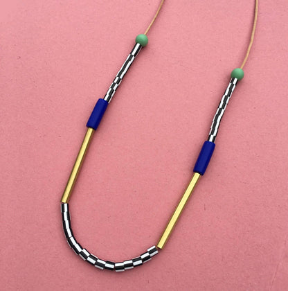 Memphis Necklace In Cobalt & Mint