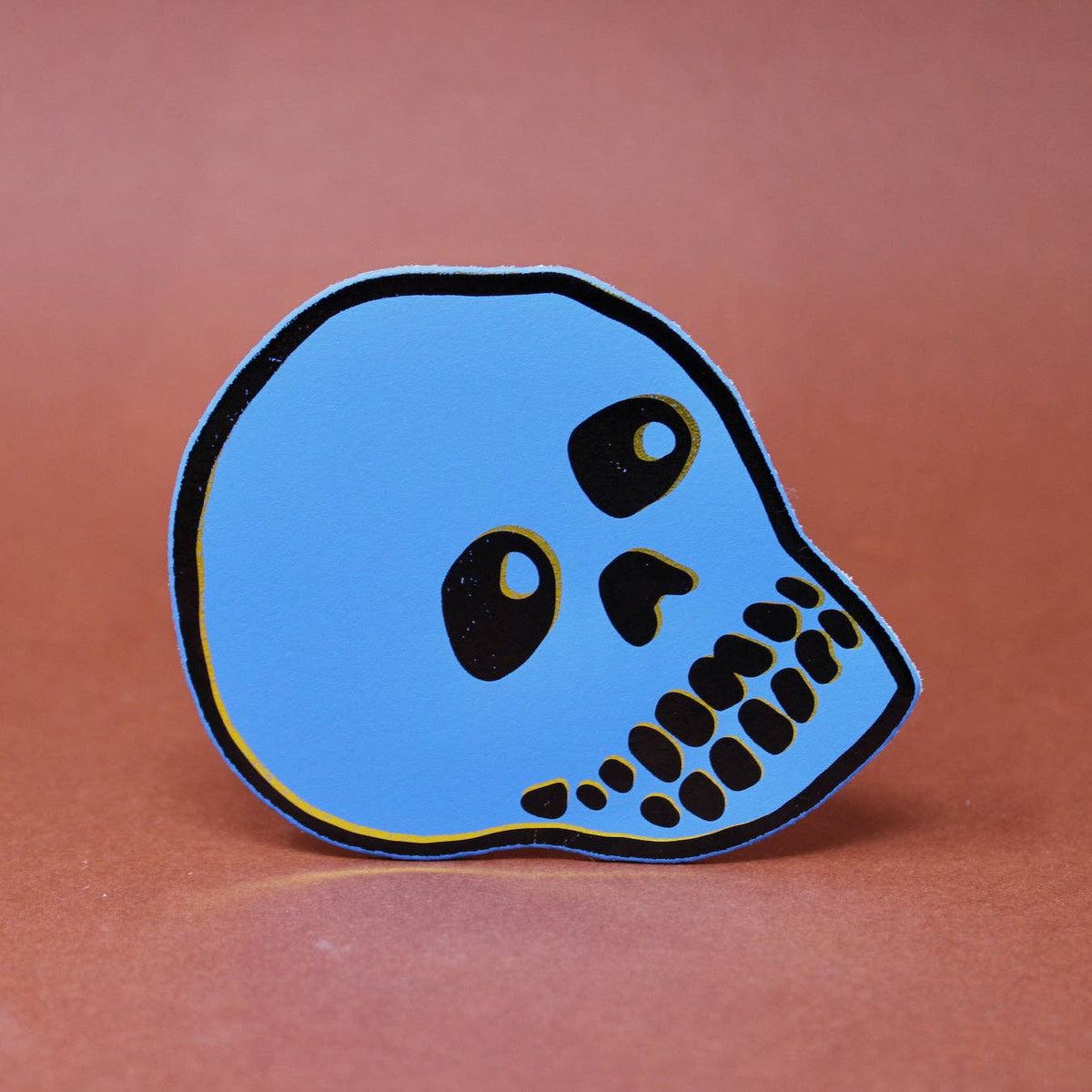 Leather Skull Coaster in Cornflower Blue