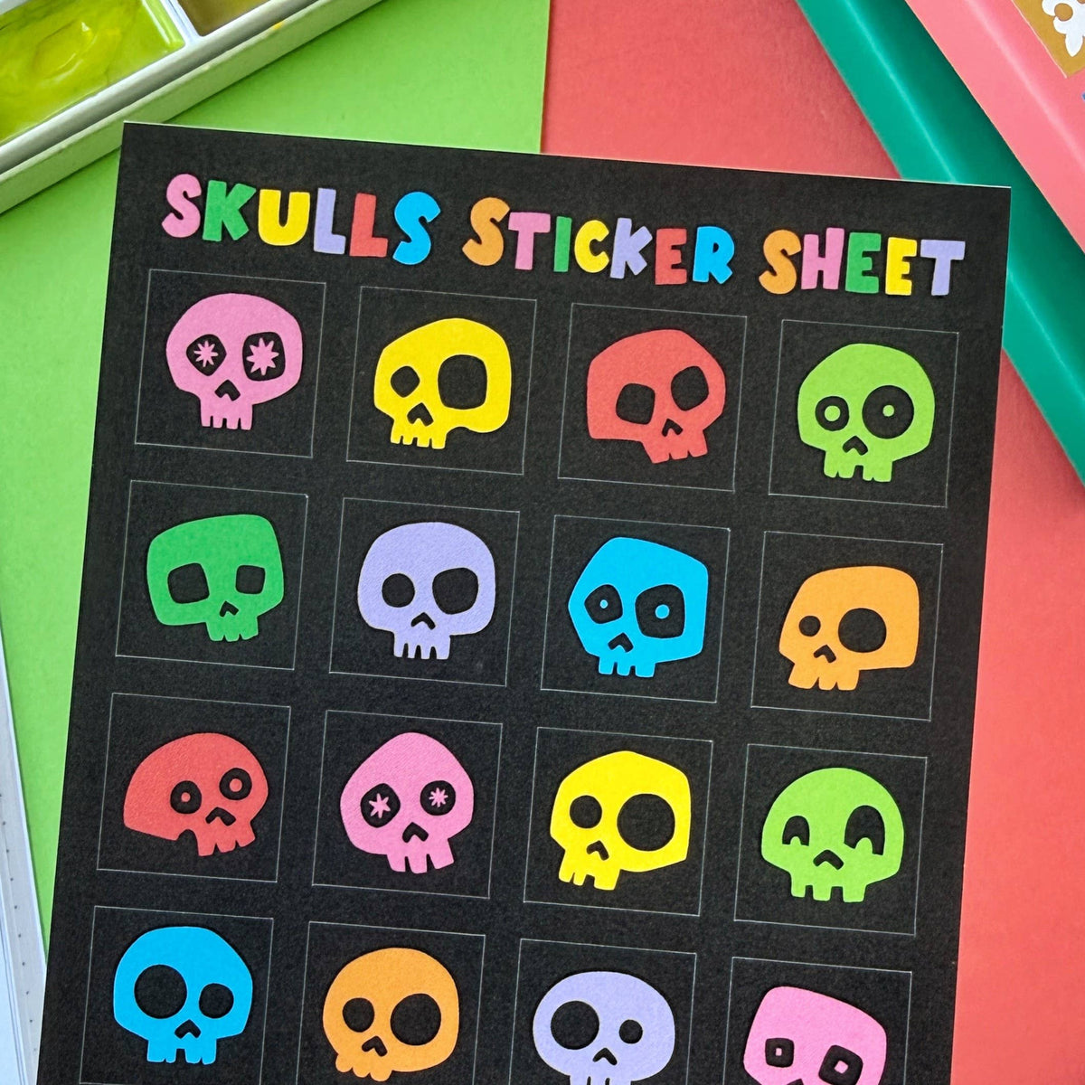 Rainbow Skulls A6 Sticker Sheet