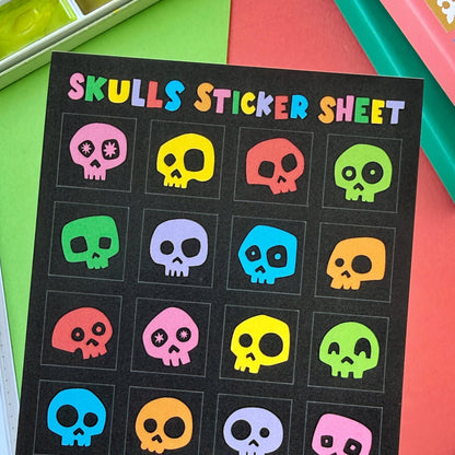 Rainbow Skulls A6 Sticker Sheet